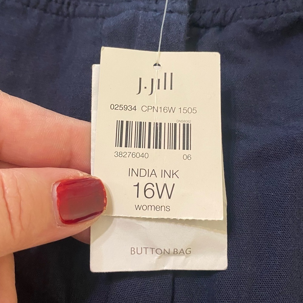 J Jill‎ New Size 16W Ink Navy Blue Elastic Waist Roll Cuff Convertible Pants - Picture 9 of 9